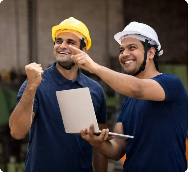 Construction professionals collaborating on site